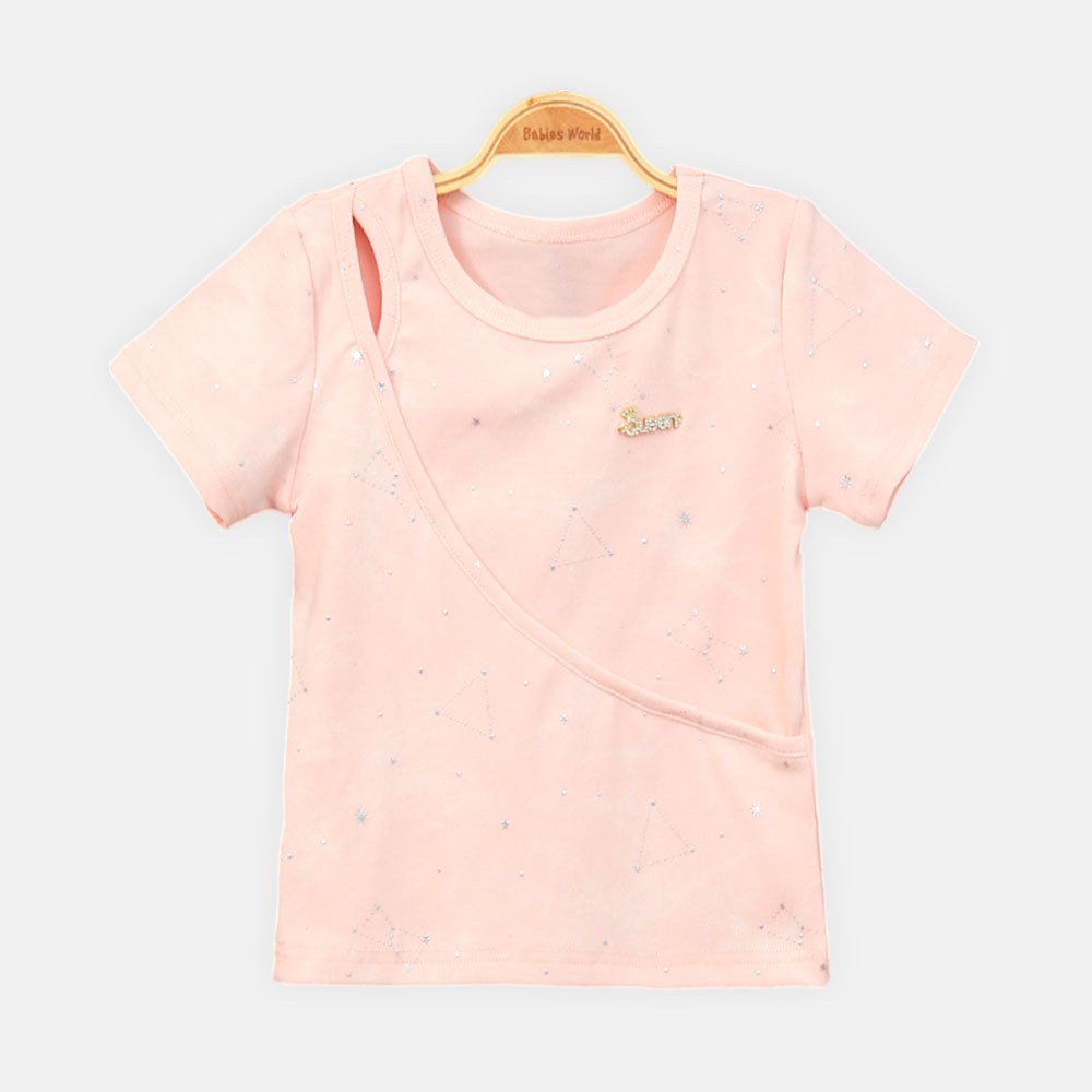 GIRL T-SHIRT SOFT PINK GLITTER
