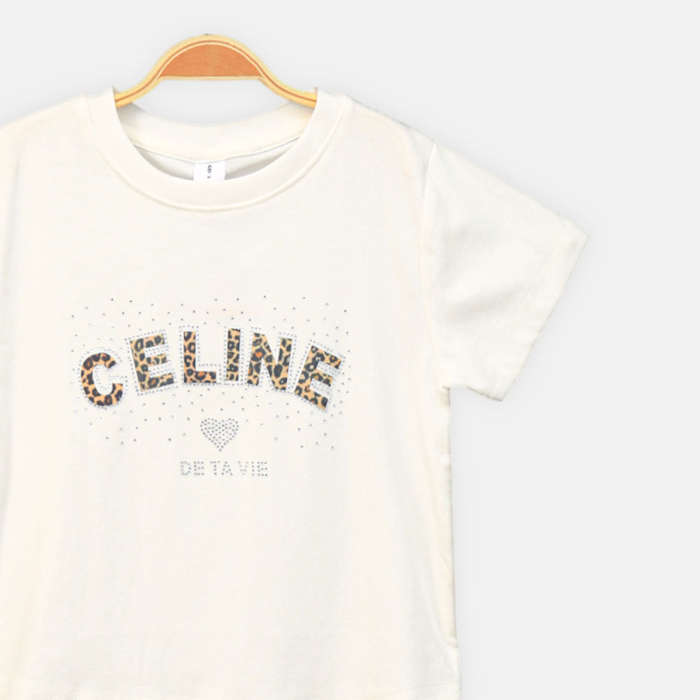 GIRL T-SHIRT WHITE "CELINE" SPARKLE