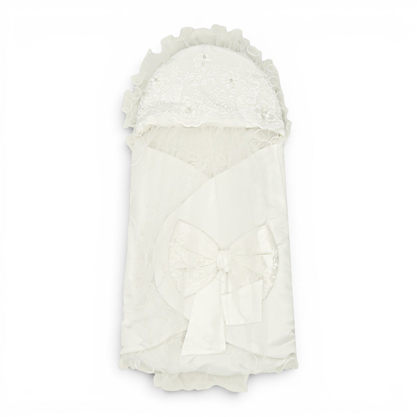 WHITE SILK LACE HOODED CARRY NEST