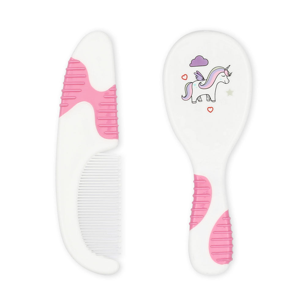 COMB & BRUSH SET PINK UNICORN