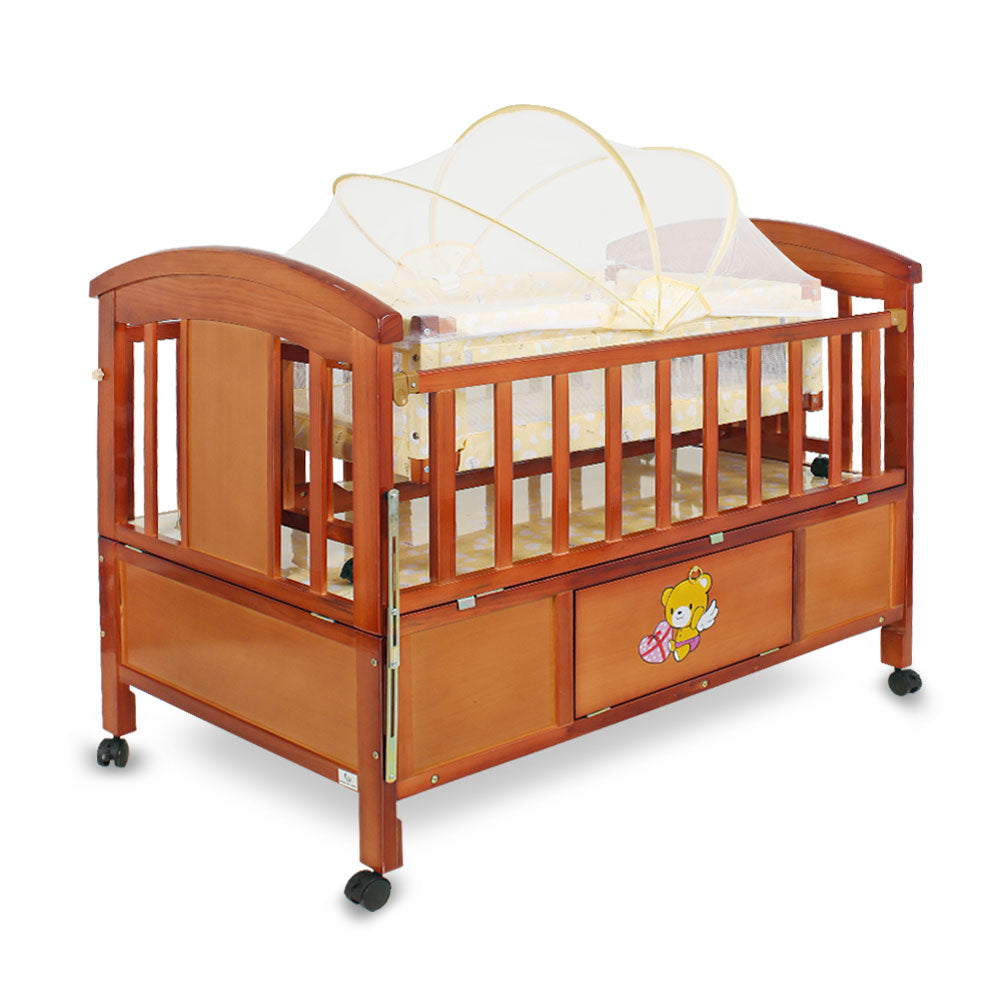 WOODEN COT BROWN