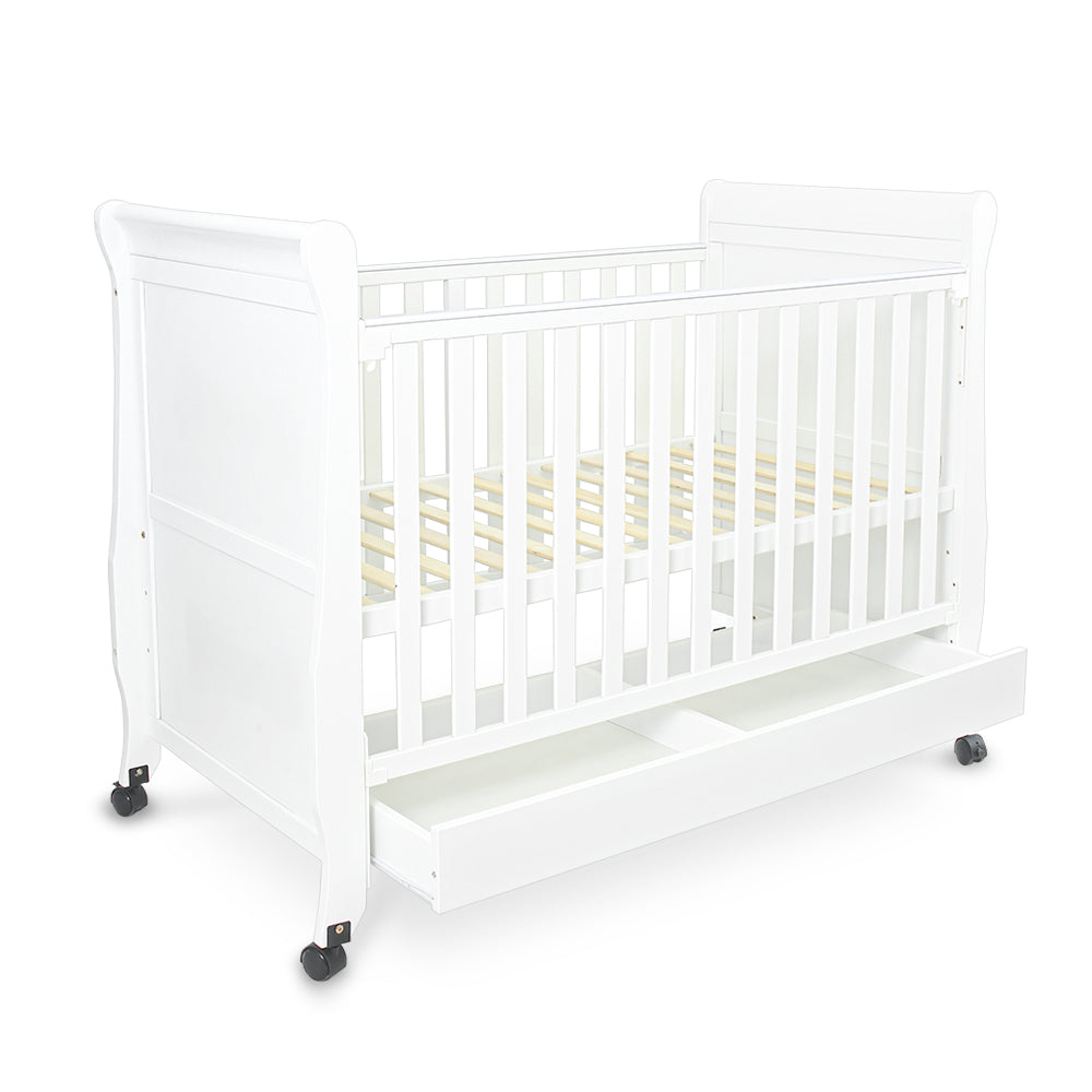 BABY WOODEN COT - WHITE