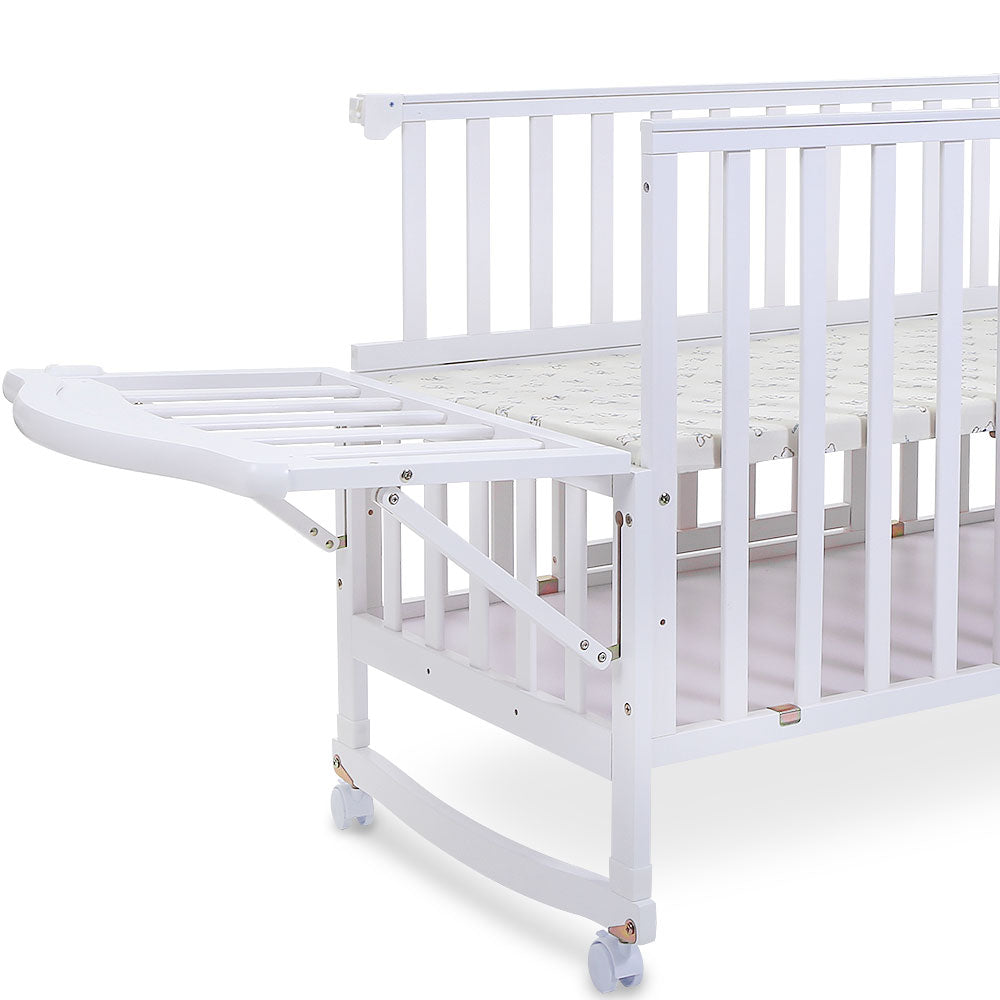 WOODEN COT - WHITE