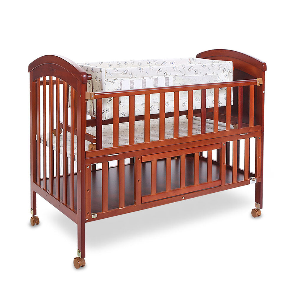 WOODEN COT - BROWN