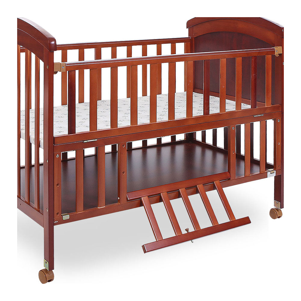 WOODEN COT - BROWN