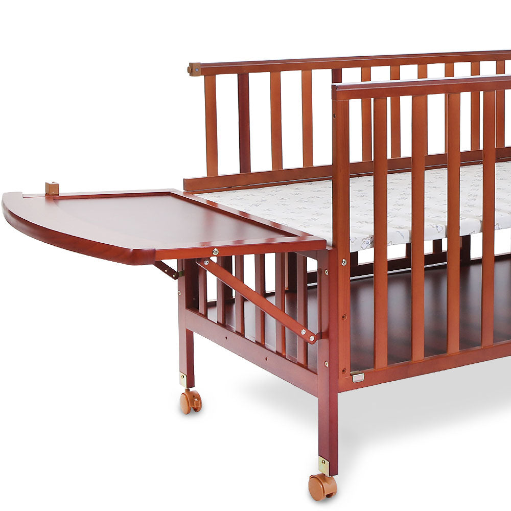 WOODEN COT - BROWN