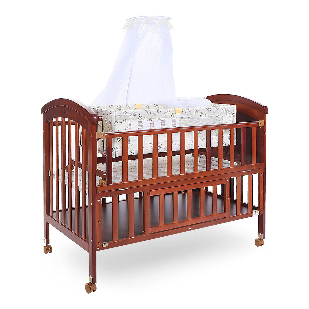 WOODEN COT - BROWN