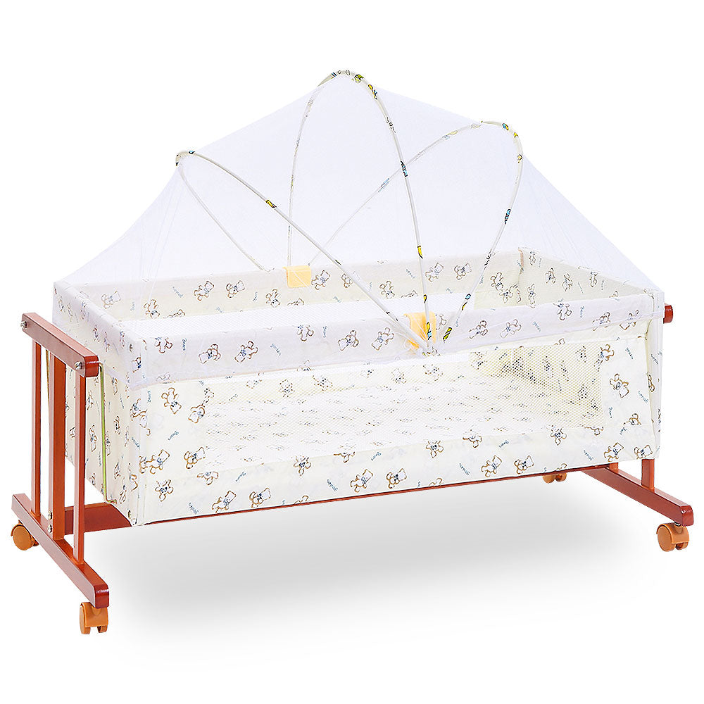 WOODEN COT - BROWN