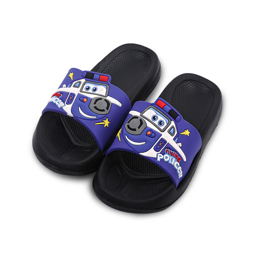 BOY SLIPPER BLACK FLYING POLICE