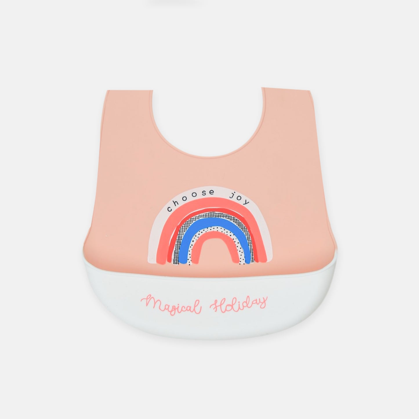 Peach Rainbow Silicone Pocket Bib