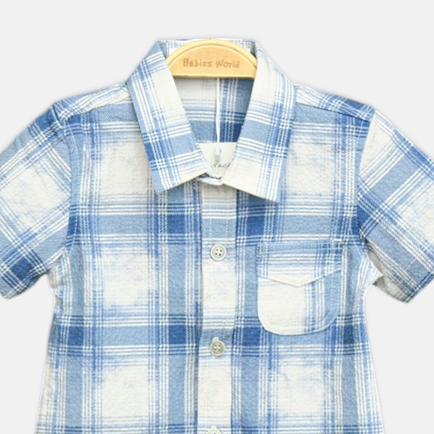Blue And Cream Checkered Shirt