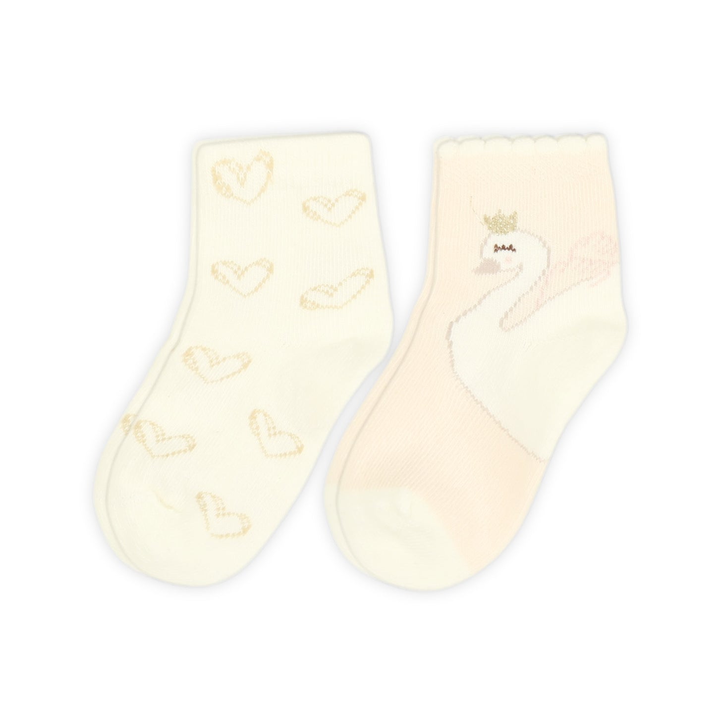 WHIMSICAL SWAN AND HEART GIRL SOCKS PK-2