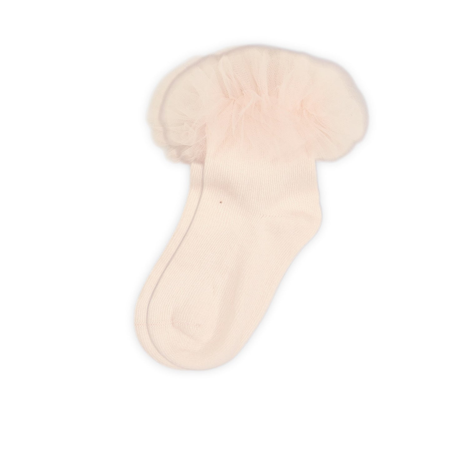 PINK TULLE RUFFLE ANKLE GIRL SOCKS PK-2