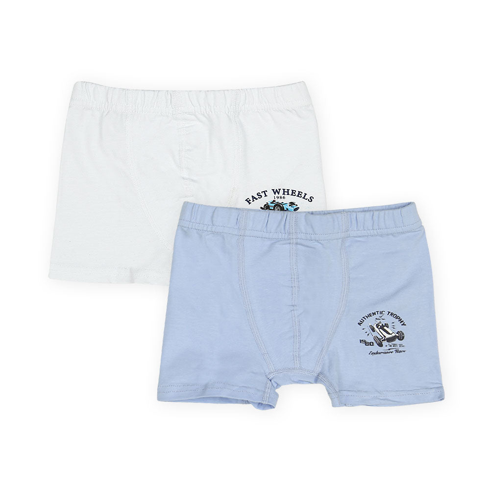 BOY BOXER PK-2 WHITE & BLUE LAST LAP