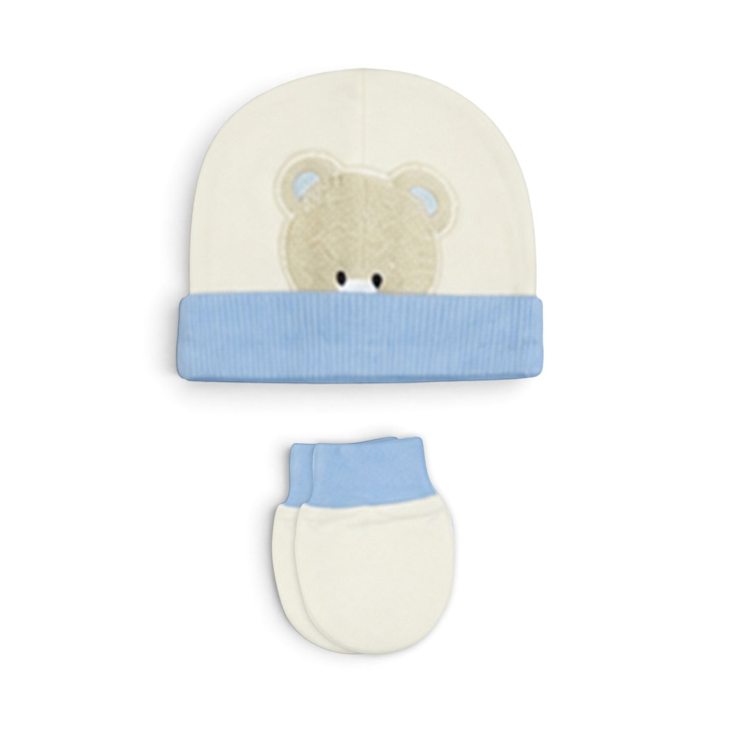 CREAM AND BLUE "DREAM BIG" TEDDY BEAR BABY BOY GIFT SET