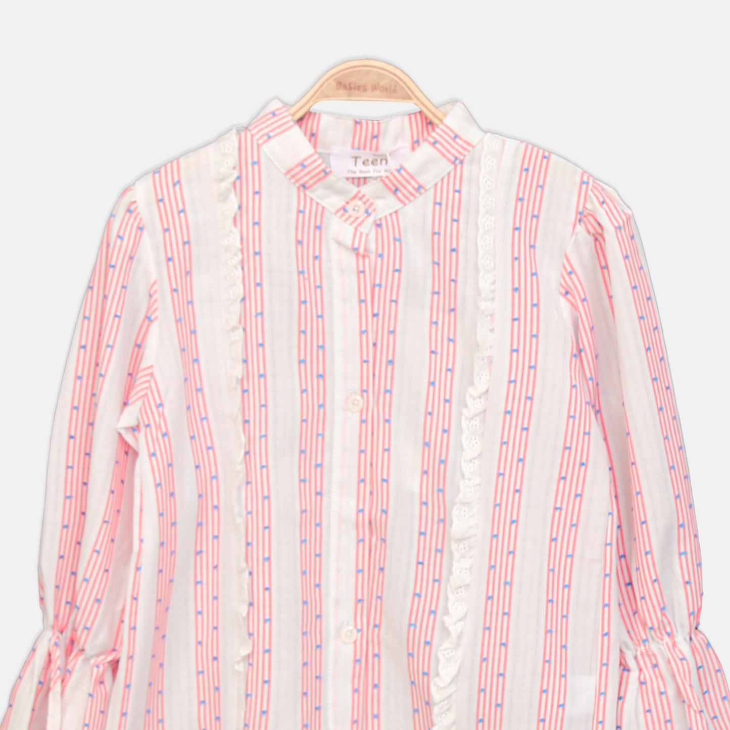 Lace-Accented Stripe Top