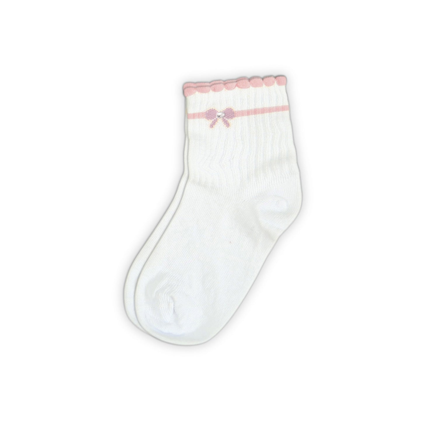 WHITE & PINK BOW GIRL SOCKS