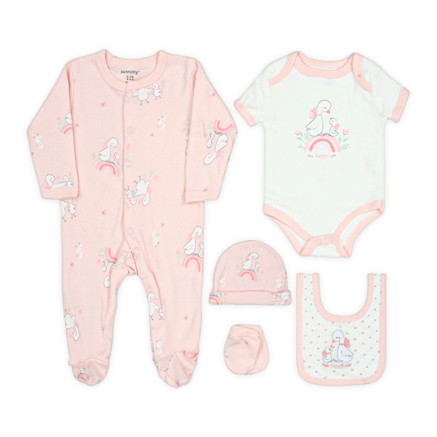 SWEET DUCK 5-PIECE LAYETTE SET (PINK) GIRL