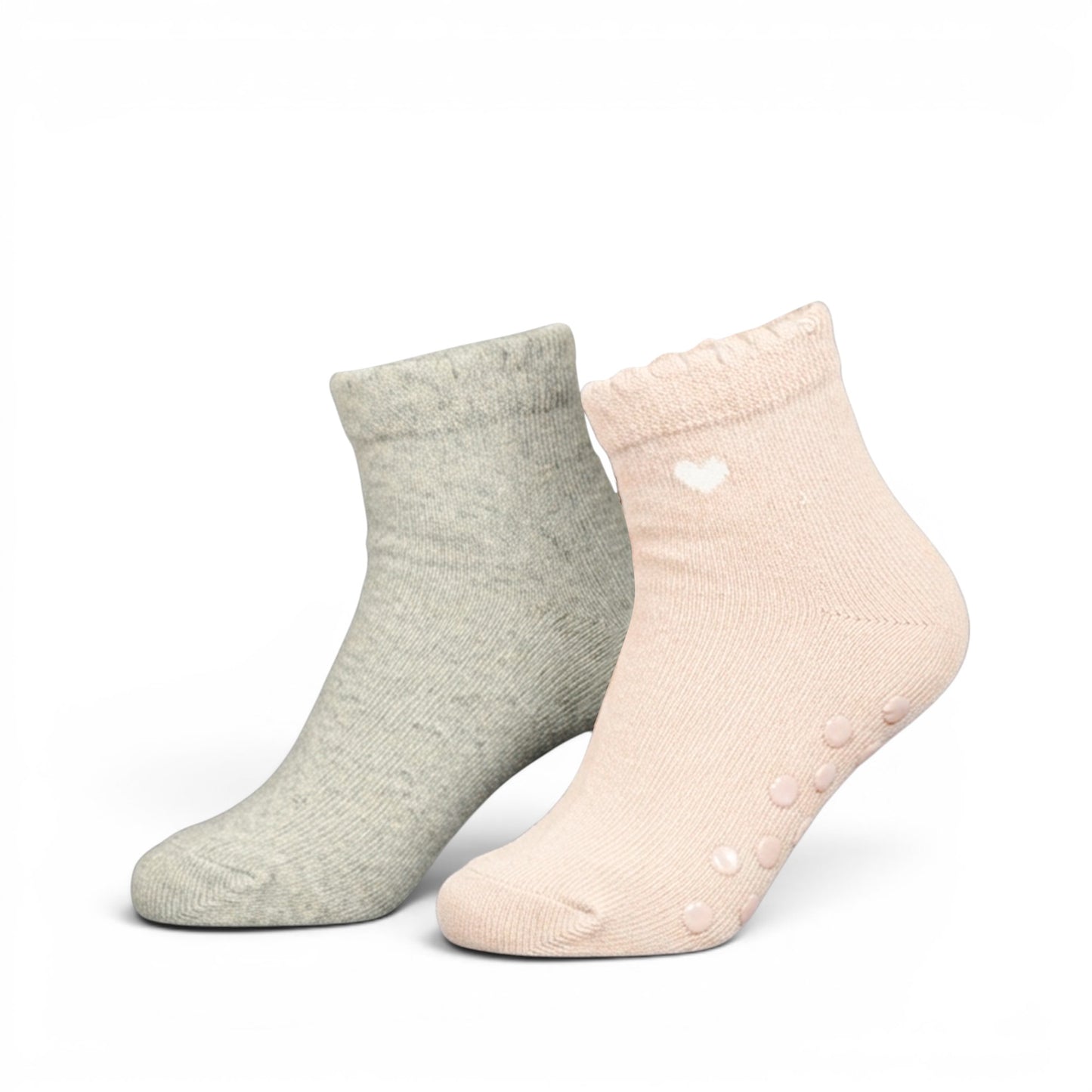 PINK AND GREY GRIP GIRL SOCKS PK-2