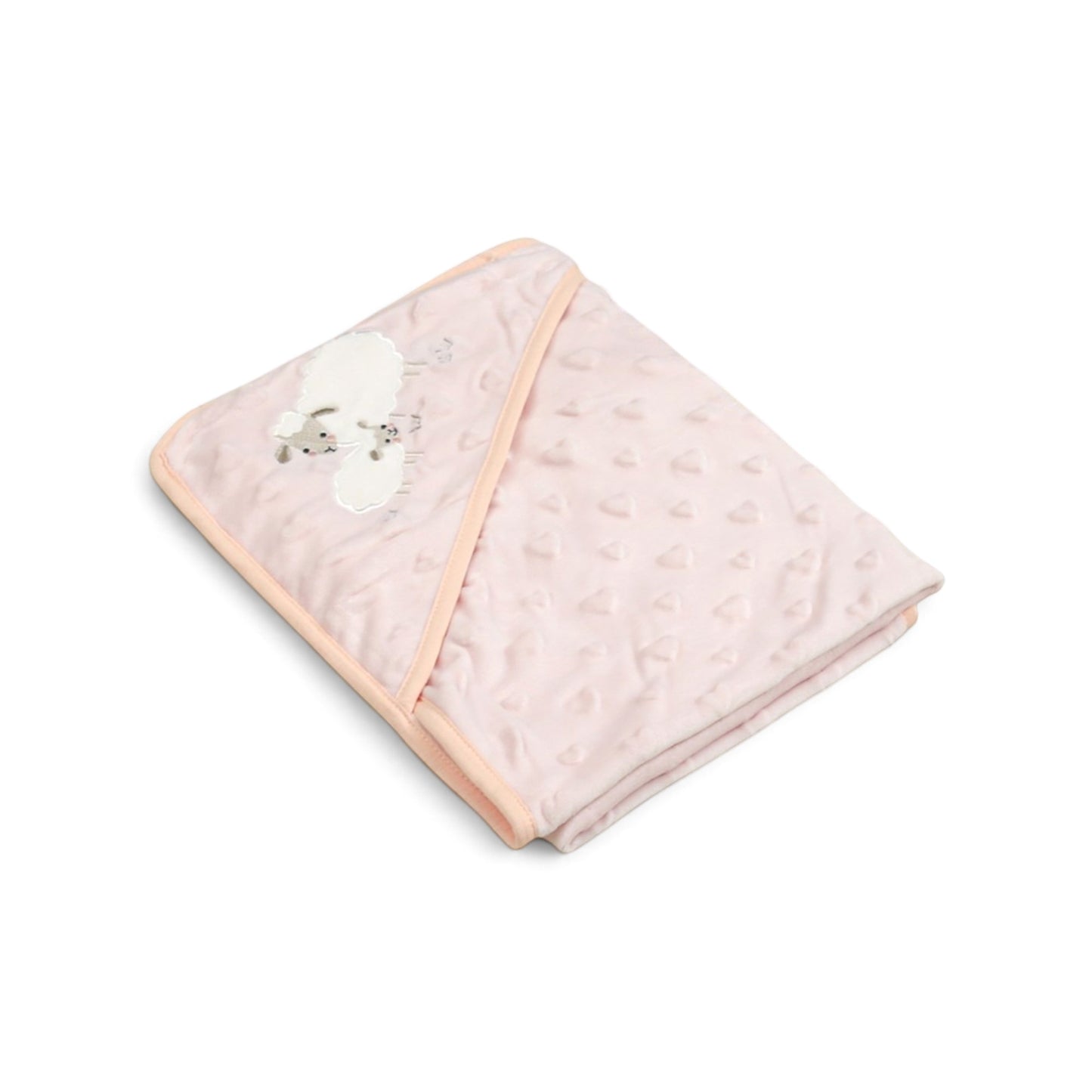 DUSTY PINK HEART EMBOSSED HOODED BLANKET