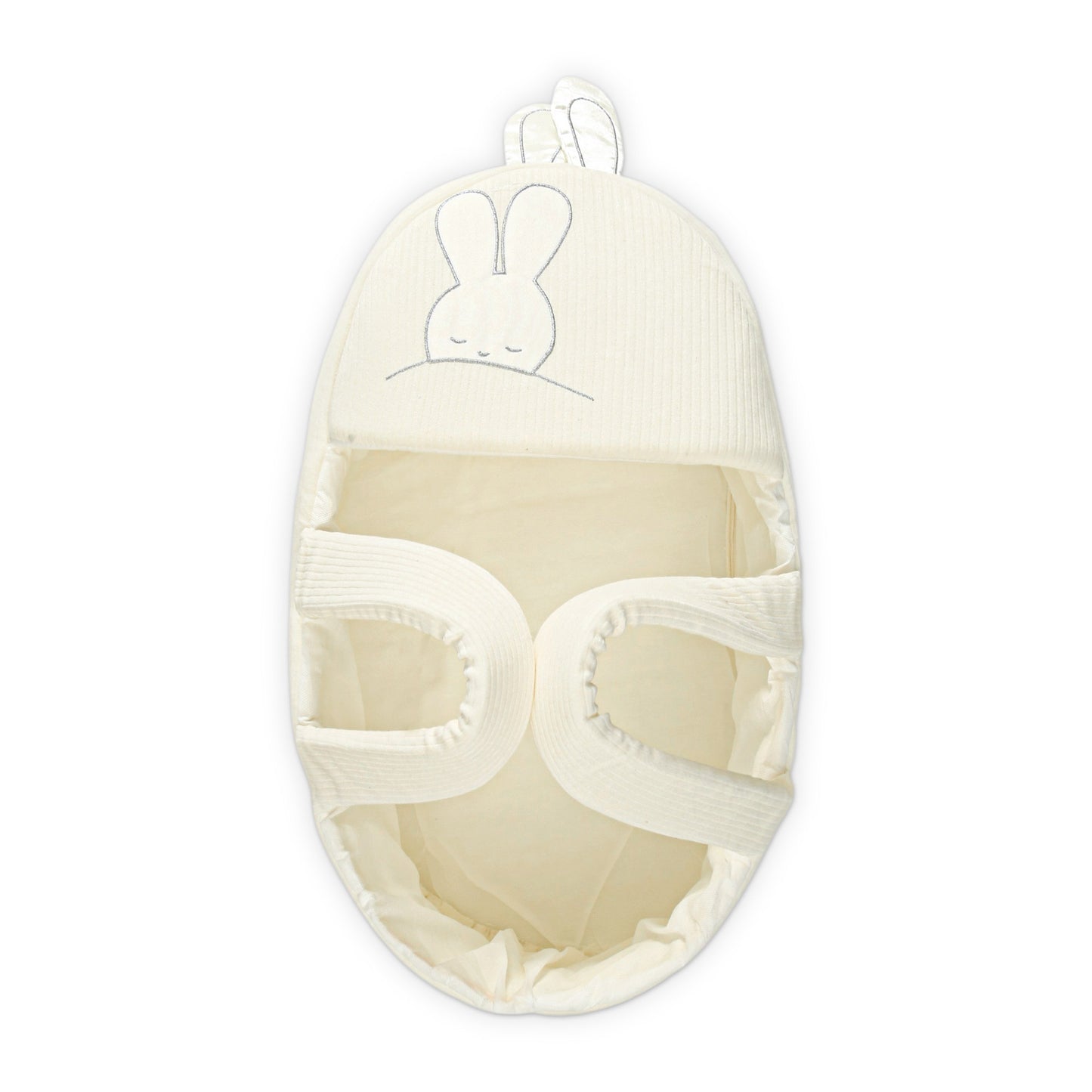 CREAM RIBBED BABY CARRY CRIB WITH BUNNY EARS