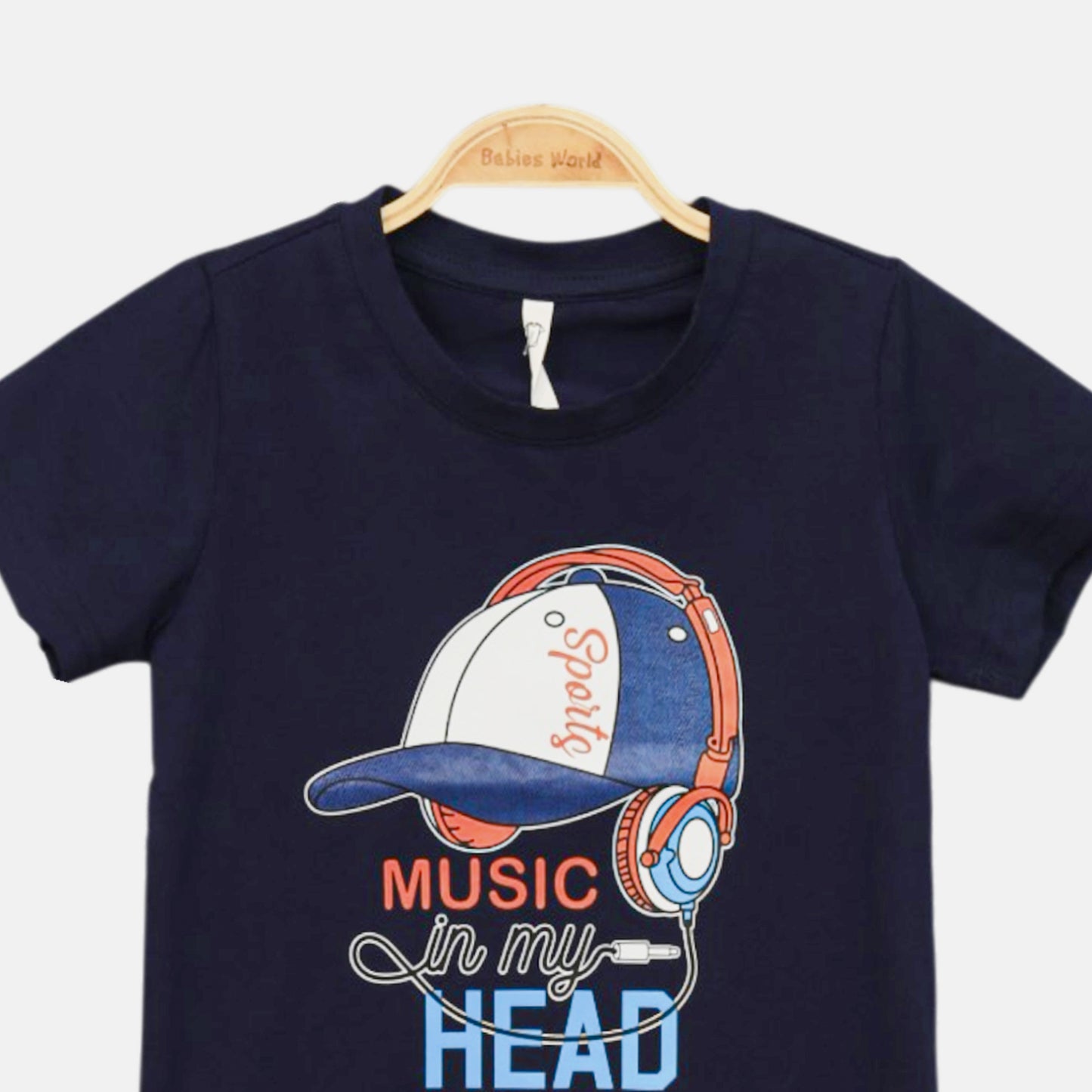 NAVY BLUE MUSIC HEAD GRAPHIC TEE