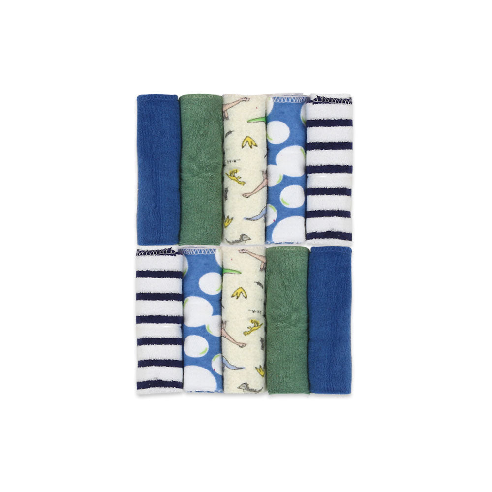 FACE TOWEL PK-10 BLUE DINO