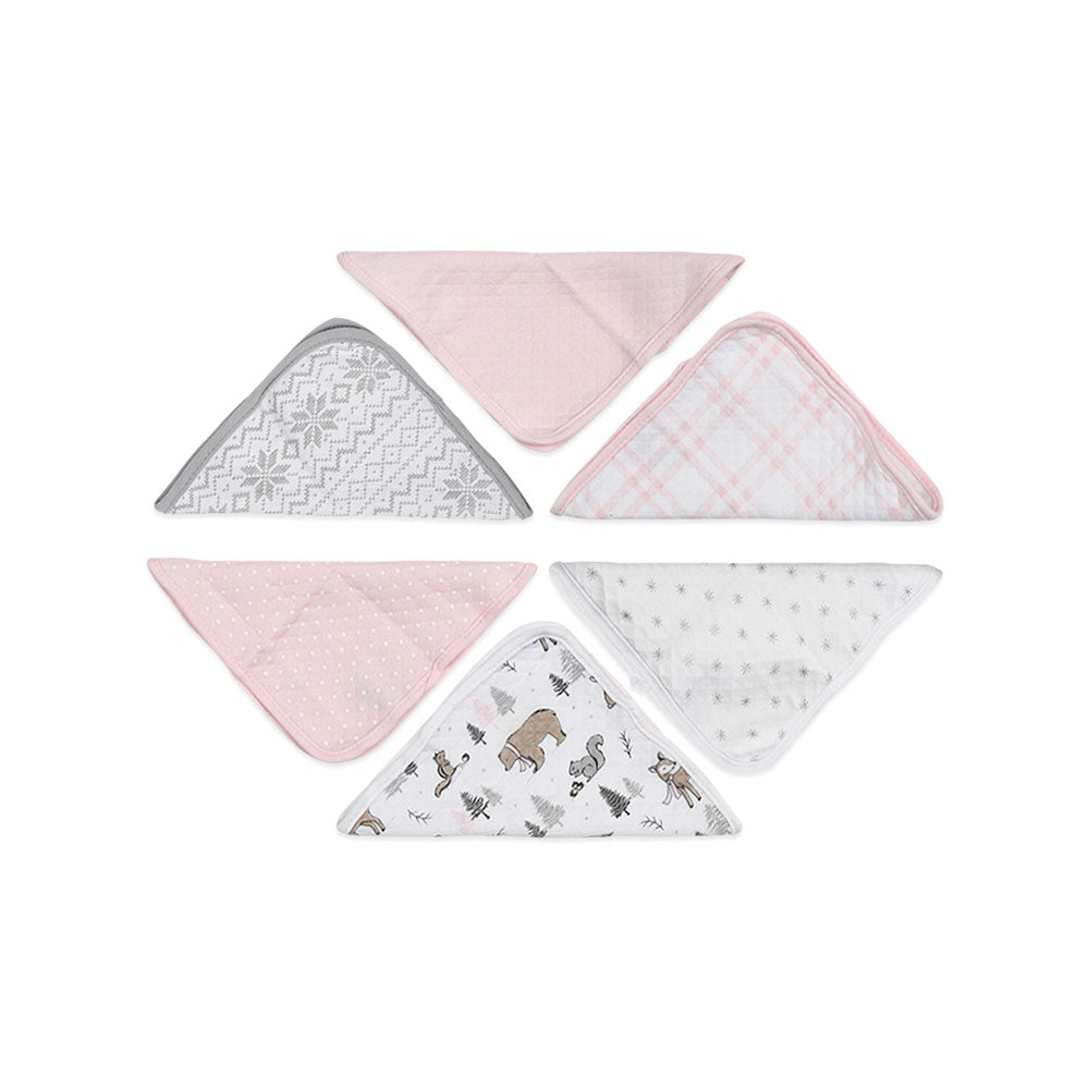 FACE TOWEL PK-6 MULTI-COLOR FROSTY SNOWFLAKES