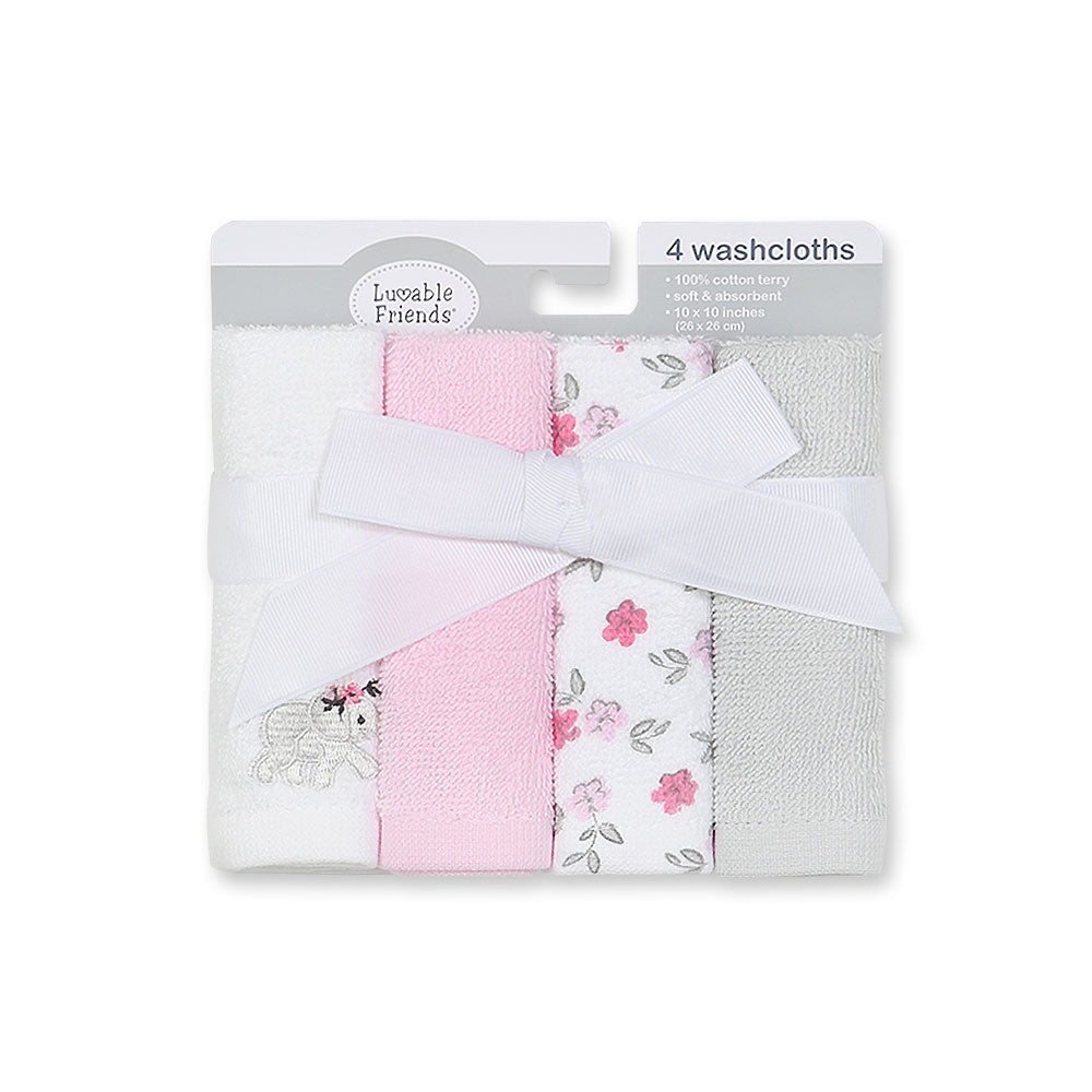 FACETOWEL PK-4 PINK FLORAL PRINCESS ELEPHANT