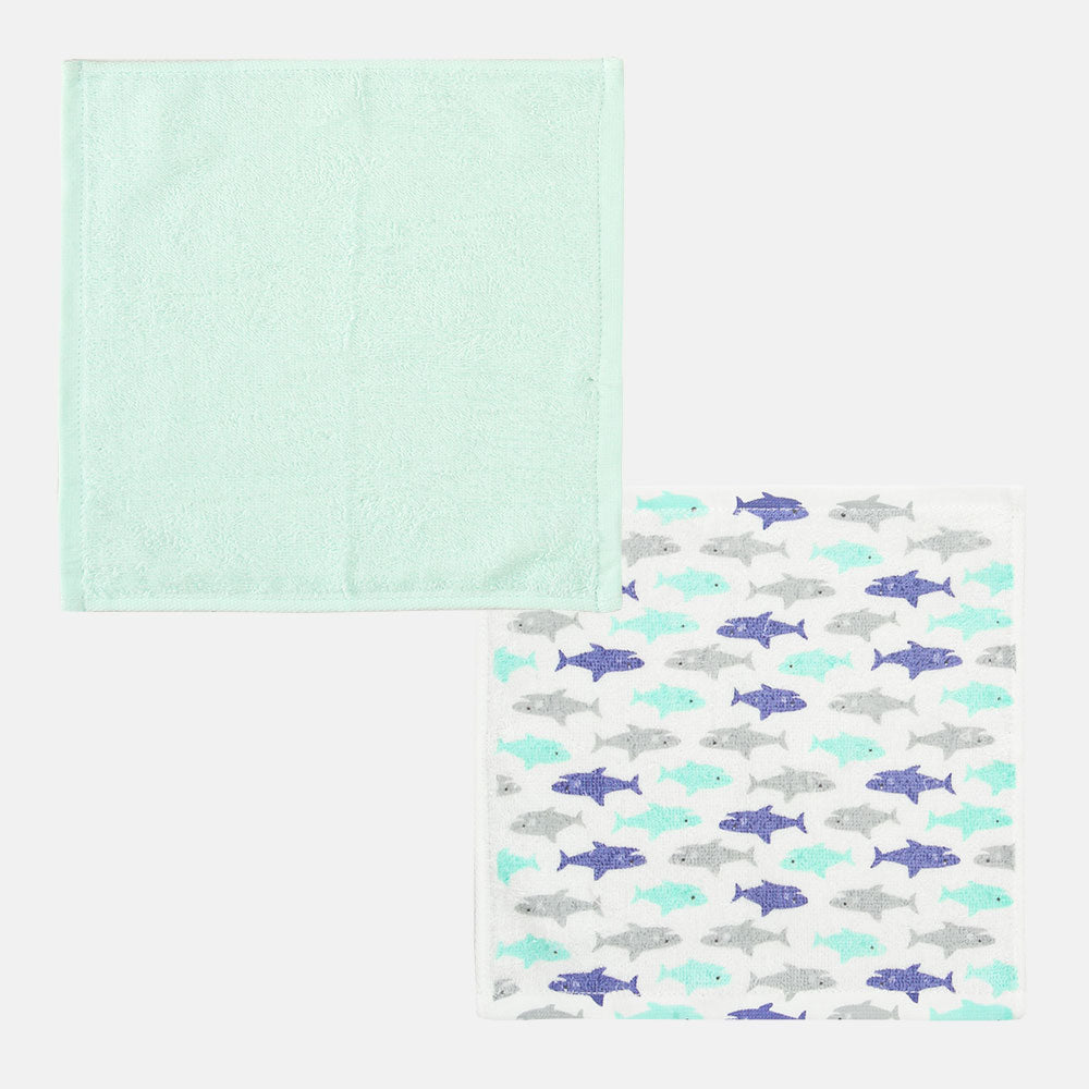 FACE TOWEL PK-4 BLUE BABY SHARK THEME