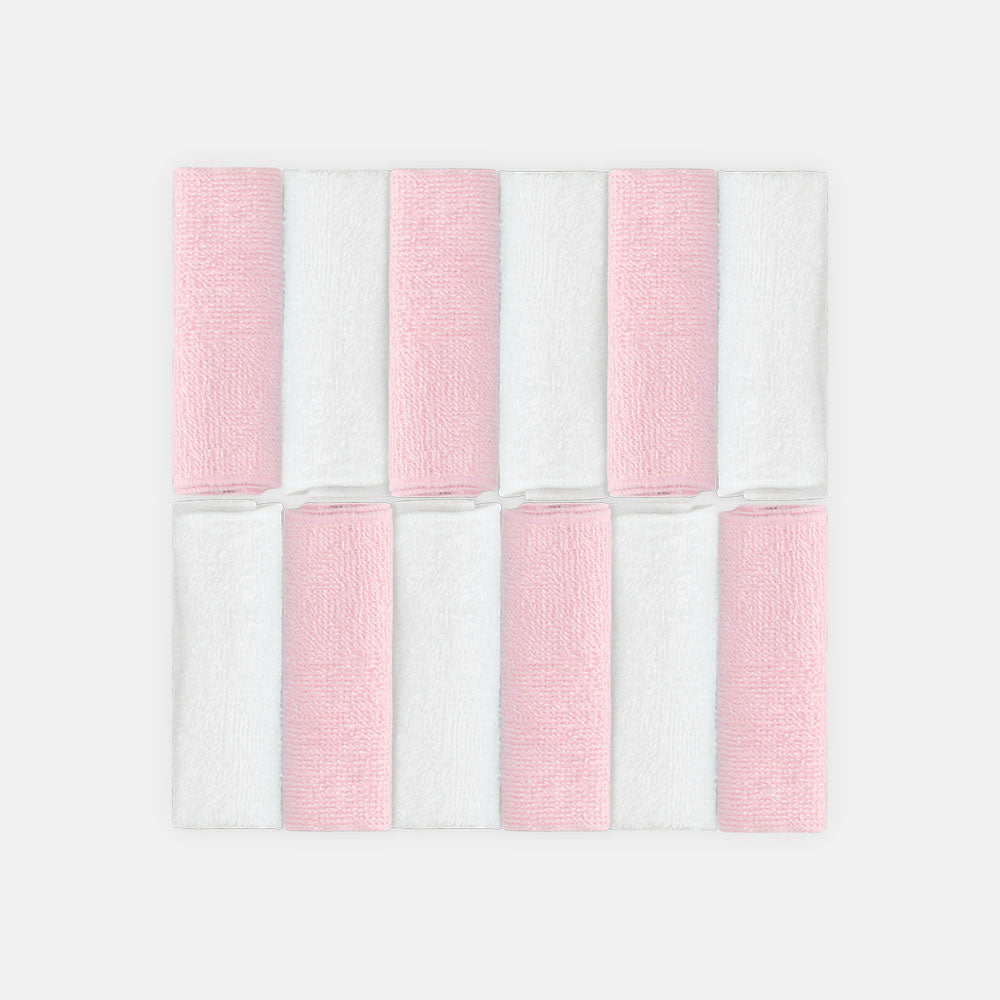 FACE TOWEL PK-12 WHITE PINK
