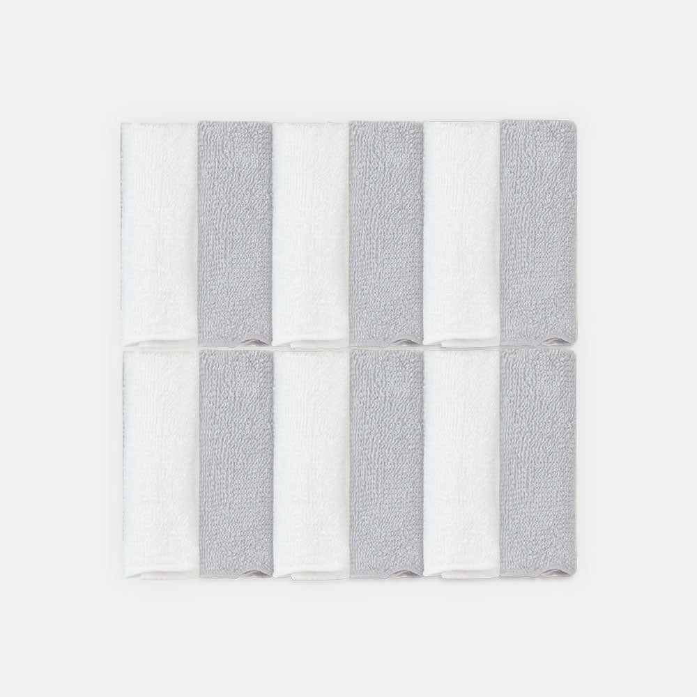 FACE TOWEL PK-12 WHITE GREY