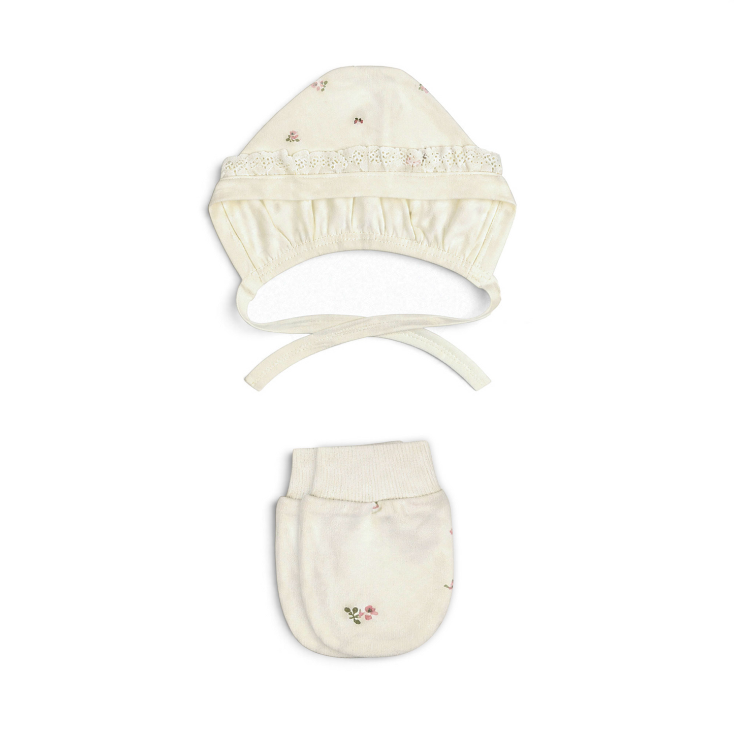 CREAM RUFFLED-ACCENT BABY GIRL GIFT SET