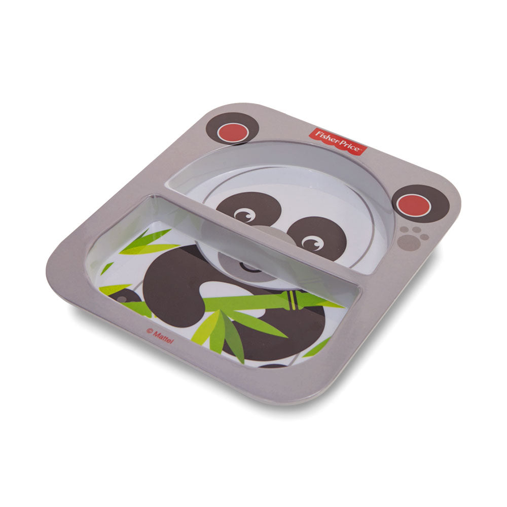 FEEDING PLATE GREY HUNGREY PANDA