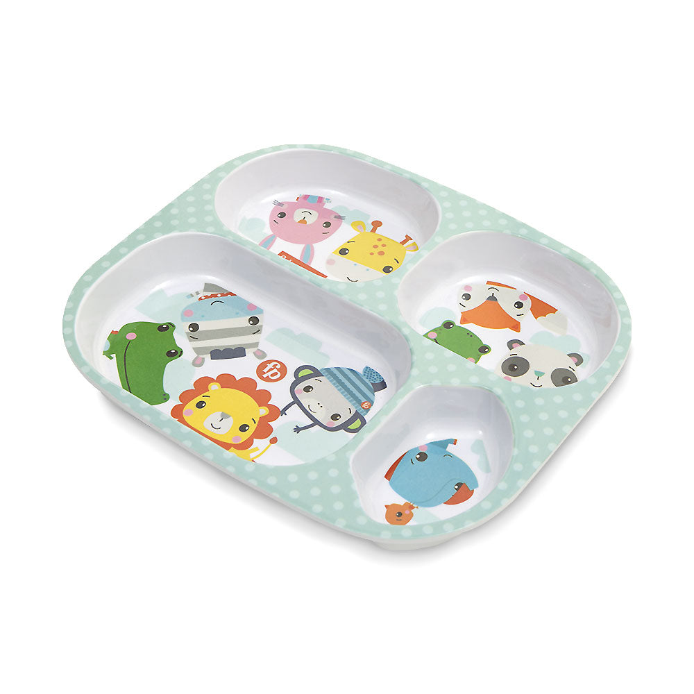FEEDING PLATE WHITE HAPPY ANIMALS