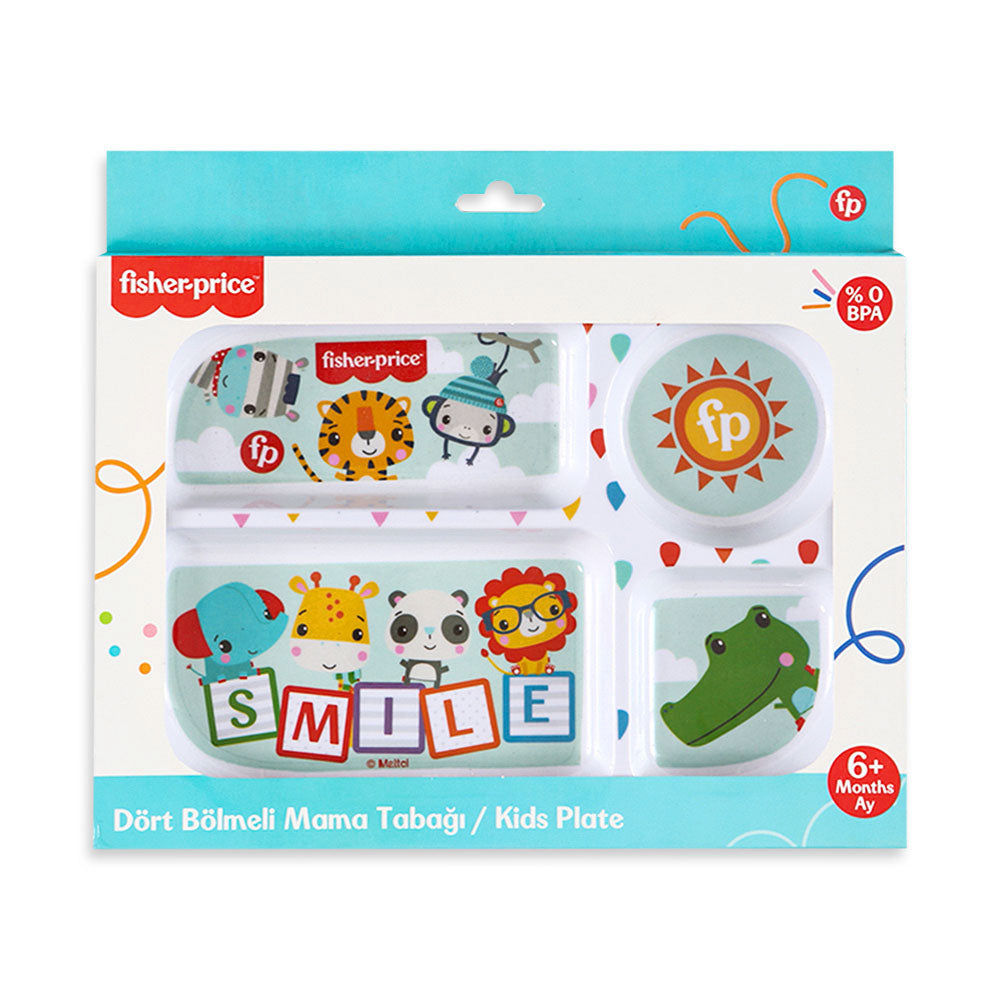 FEEDING PLATE GREEN SMILING ANIMALS