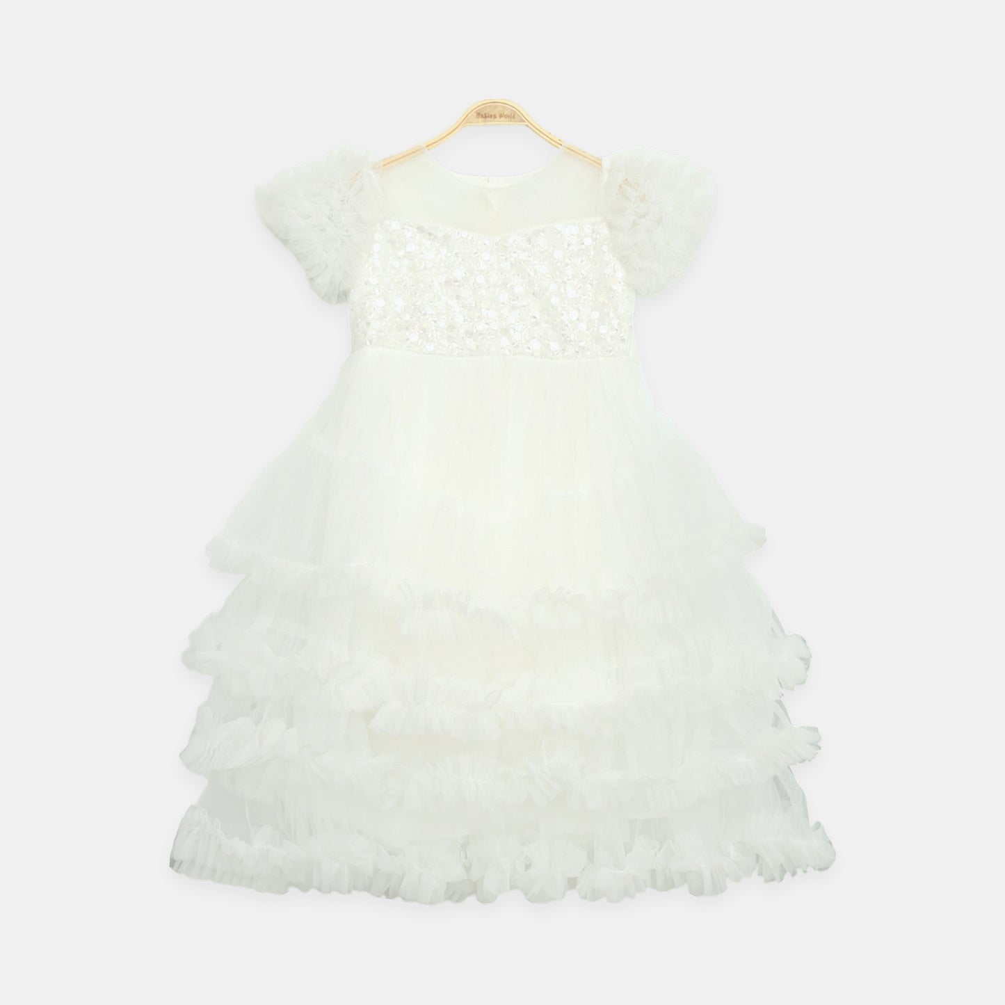 White Sparkling Frock With Veil