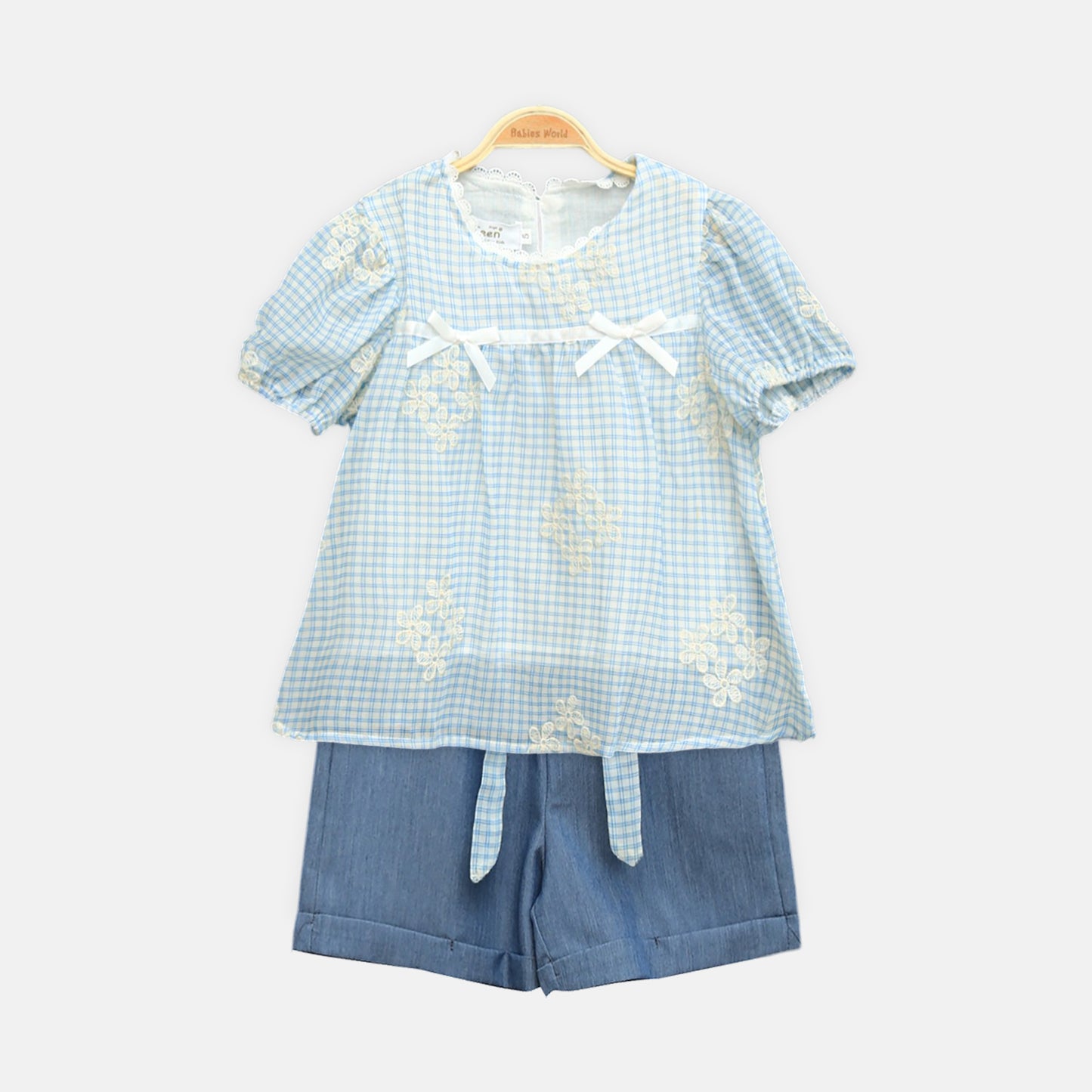 Butterfly Sky Blue Skirt Set