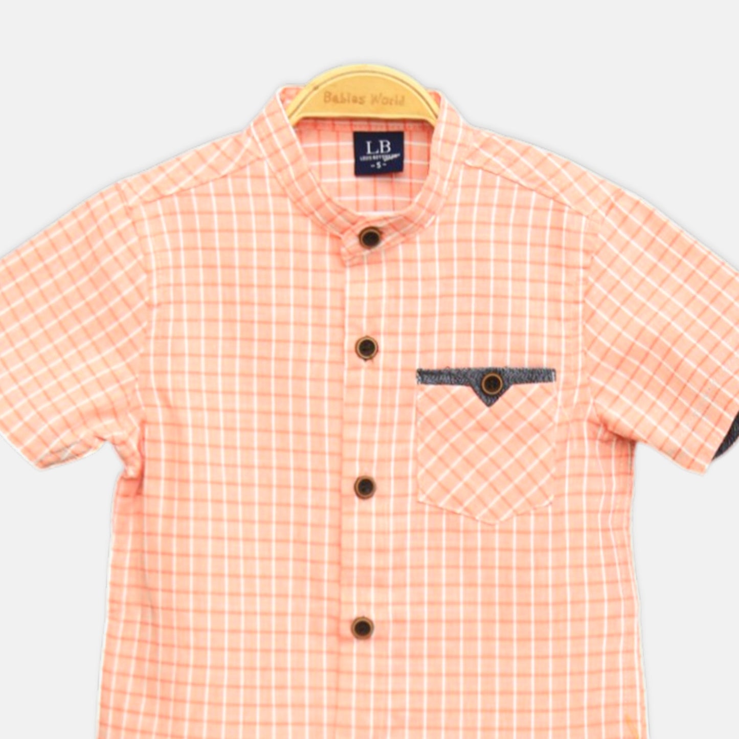 Orange Checkered Mandarin Shirt
