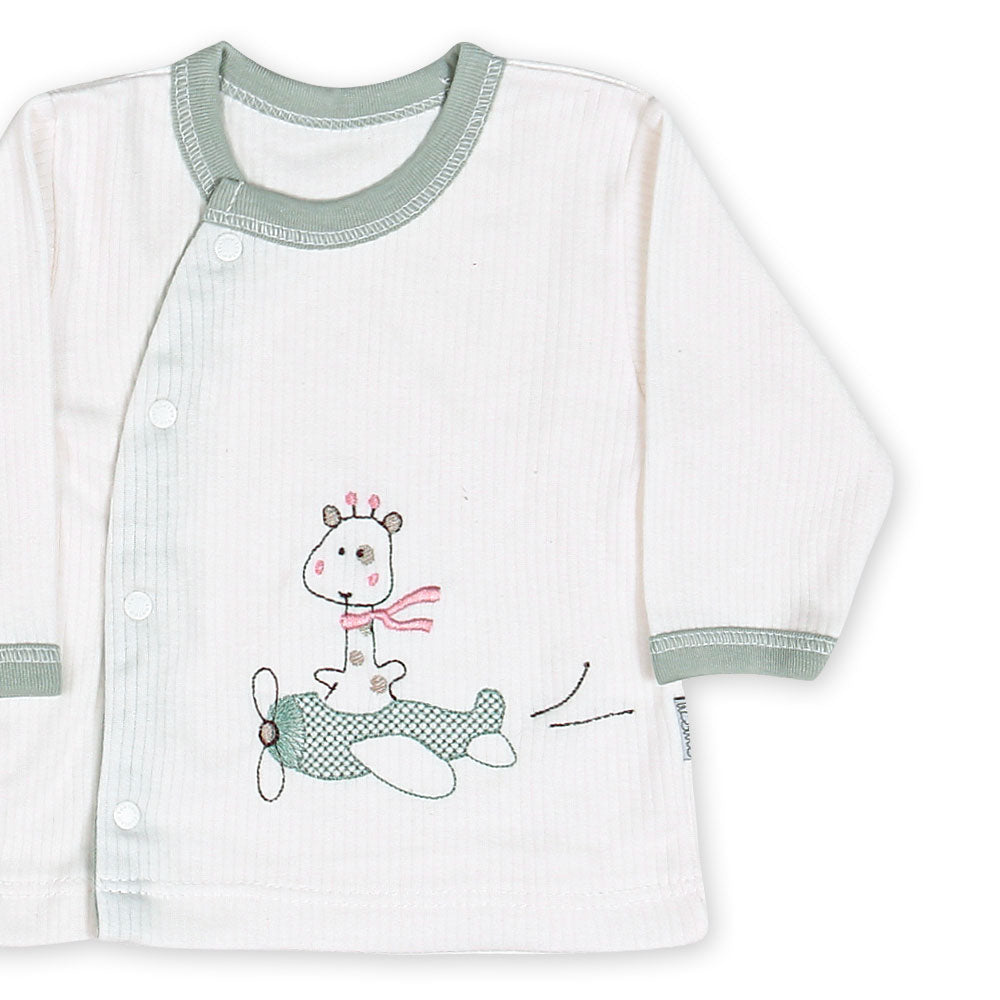 GIFT SET UNI SEX SAGE GREEN GIRAFFE & HELICOPTER