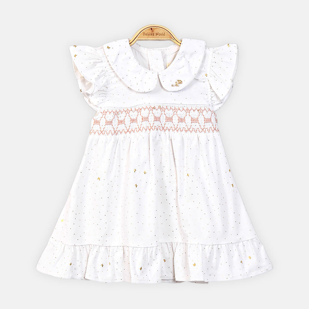 GIRL FROCK WHITE COTTON JERSEY