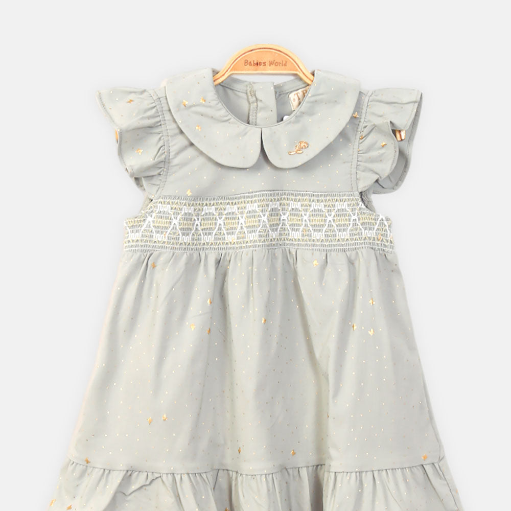 GIRL FROCK MINT GREEN COTTON JERSEY