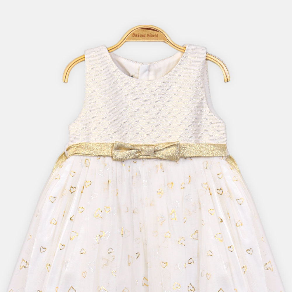 FANCY FROCK WHITE WITH GOLD HEARTS