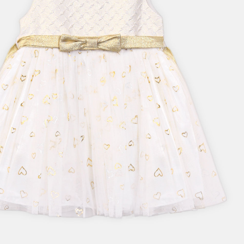 FANCY FROCK WHITE WITH GOLD HEARTS