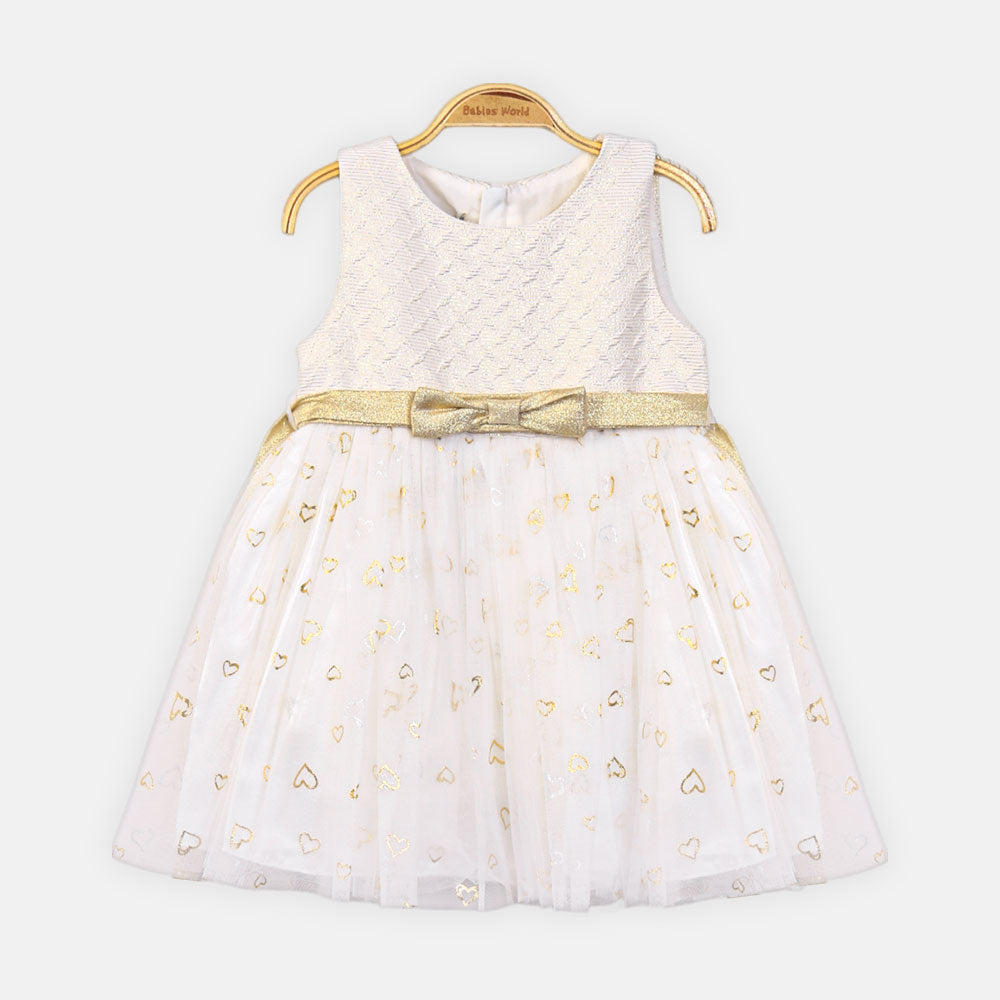 FANCY FROCK WHITE WITH GOLD HEARTS