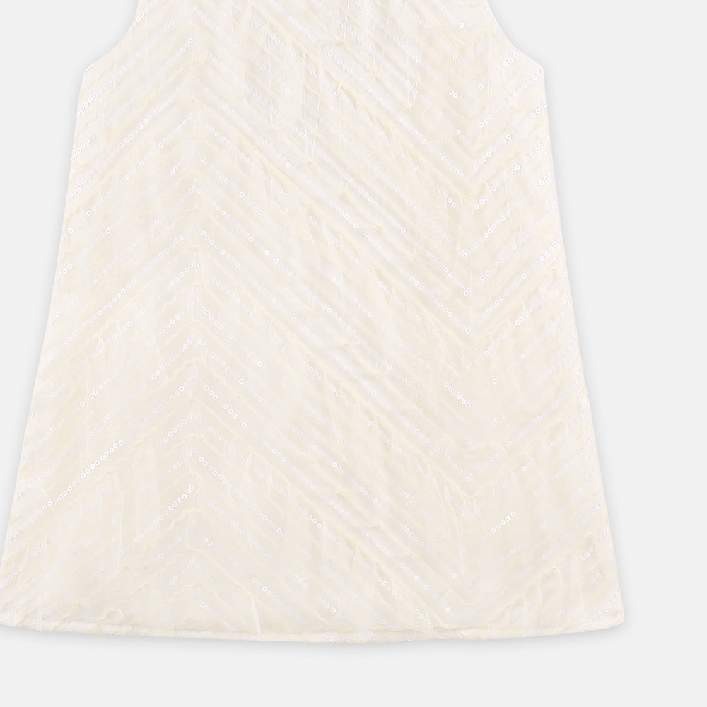 GIRL TOP OFF WHITE SEQUIN