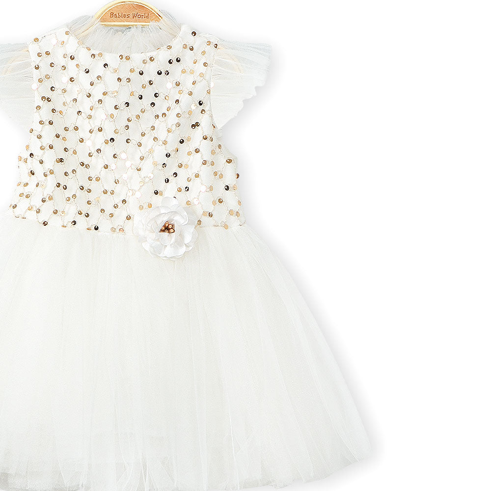 FANCY FROCK CREAM SEQUINS TULLE