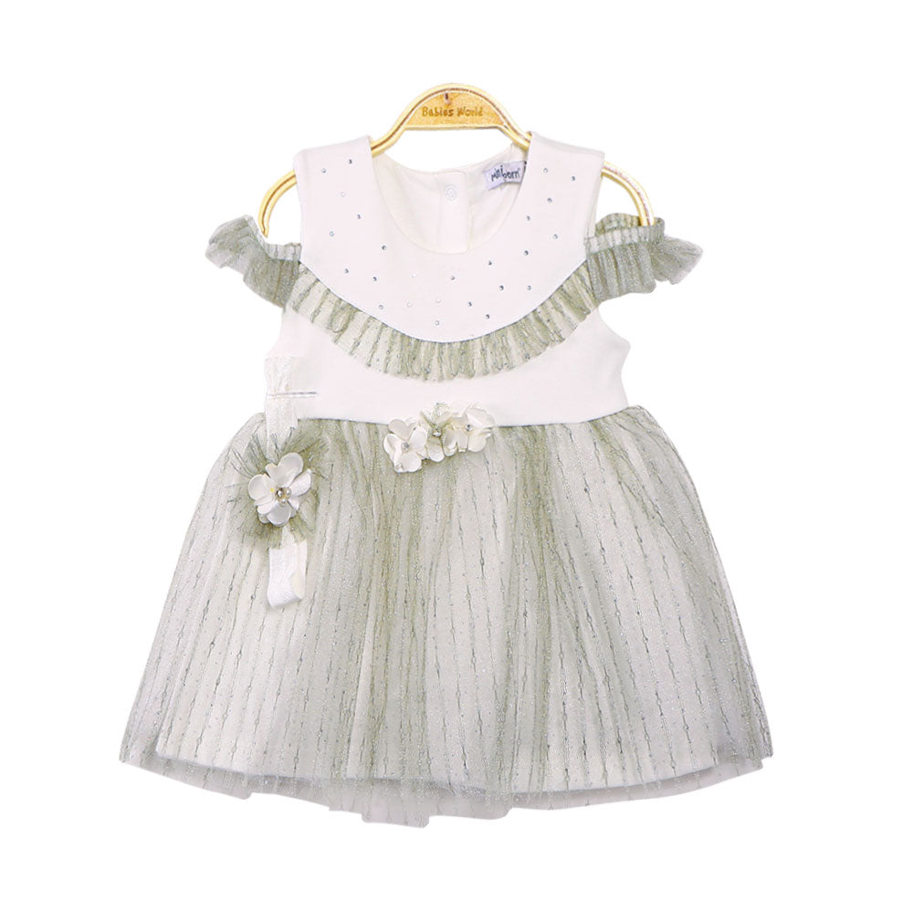 FANCY FROCK GREEN SHIMMERY FLORAL