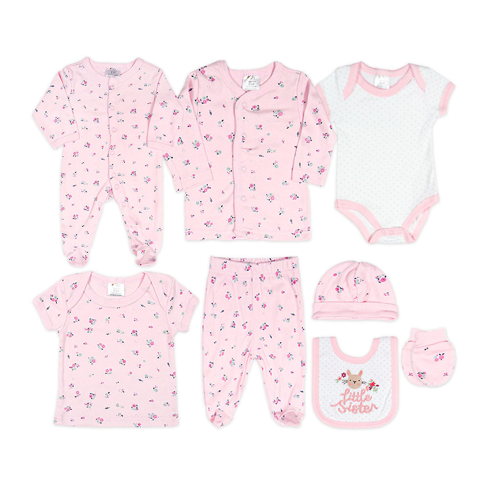 BABY GIRL GIFT SET PINK LITTLE SISTER FLORAL