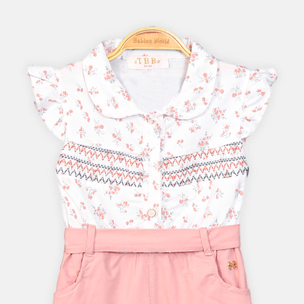 GIRL JUMP SUIT PINK AND WHITE FLORAL